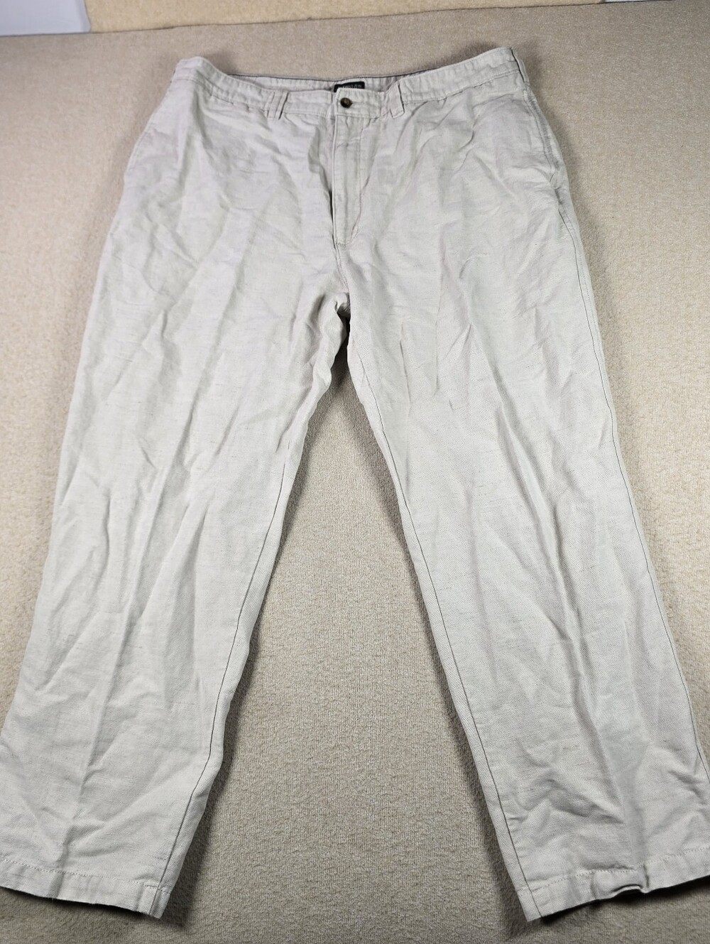 St. John's Bay Linen Cotton Blend Pants Mens 42x32 Beige Casual